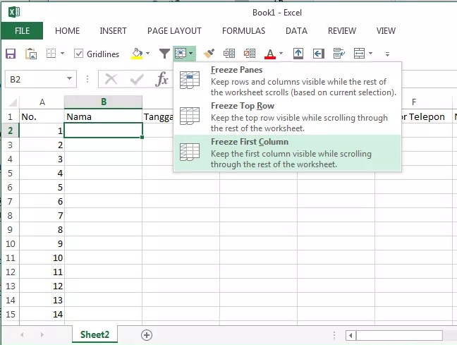 Cara Freeze Microsoft Excel